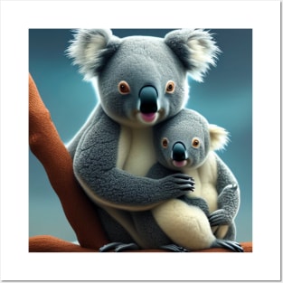 Cute Koala Bear Mom and Baby Posters and Art